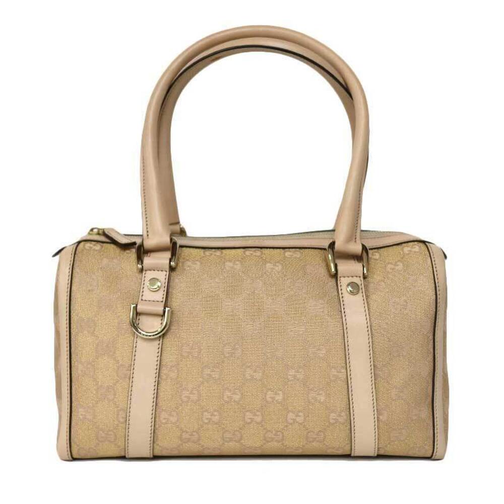 GUCCI Boston Bag GG Glittery Metallic Beige Gold Leather Jacquard Handbag